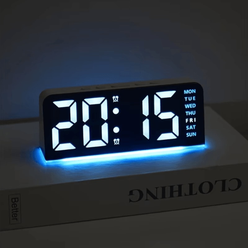 Modern LED Digital Alarm Clock Temperature Display Desk Clock With Night Light Snooze Backlight 2
