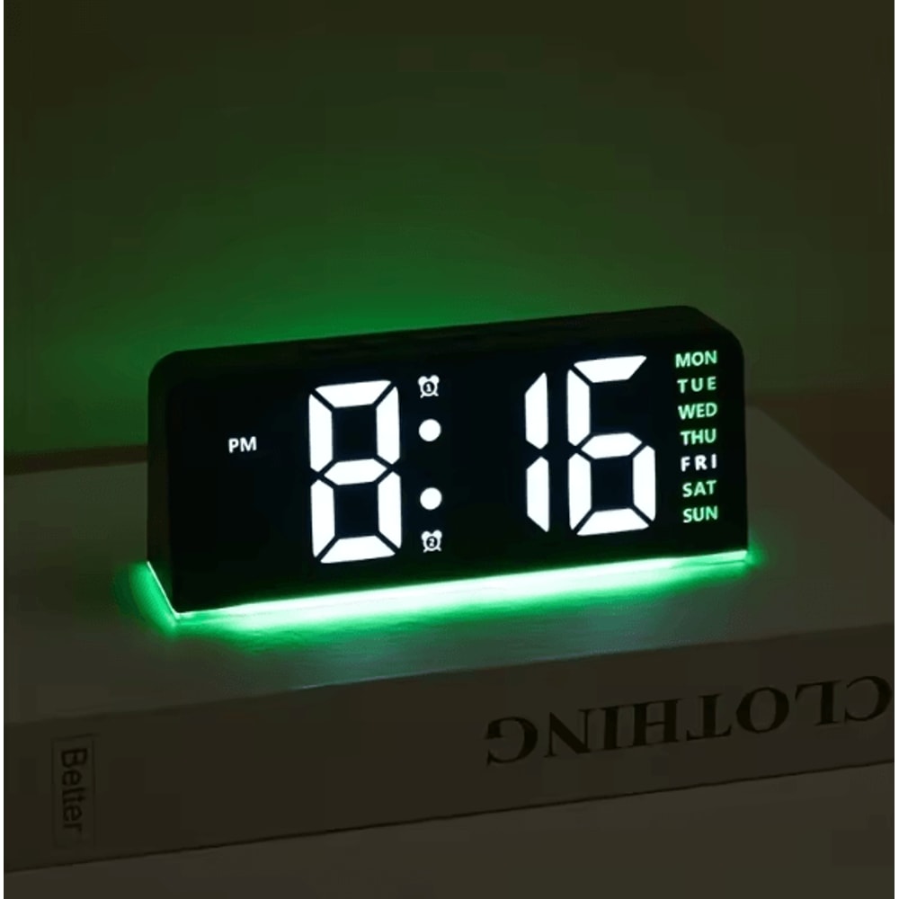 Modern LED Digital Alarm Clock Temperature Display Desk Clock With Night Light Snooze Backlight 6
