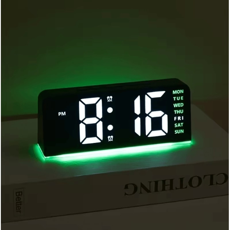 Modern LED Digital Alarm Clock Temperature Display Desk Clock With Night Light Snooze Backlight 6