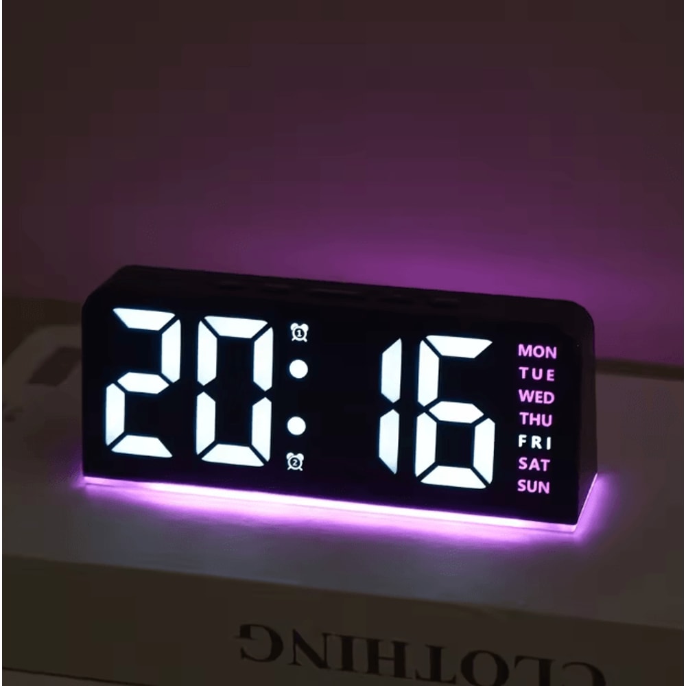 Modern LED Digital Alarm Clock Temperature Display Desk Clock With Night Light Snooze Backlight 8