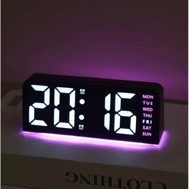 Modern LED Digital Alarm Clock Temperature Display Desk Clock With Night Light Snooze Backlight 8