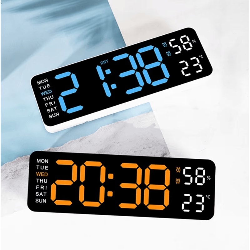 Large LED Digital Wall Clock Temperature Humidity Display AutoDimming Big Display Alarm Clock Wit 3