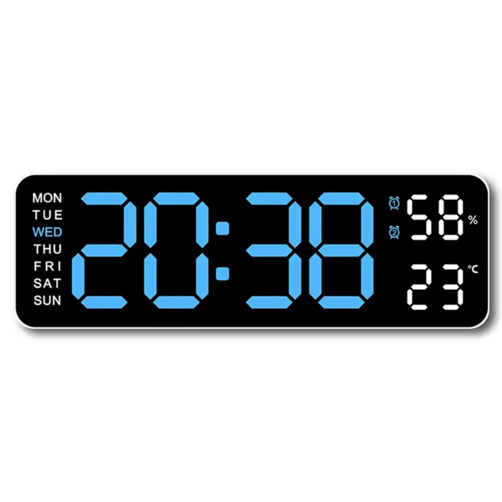 Large LED Digital Wall Clock Temperature Humidity Display AutoDimming Big Display Alarm Clock Wit 6