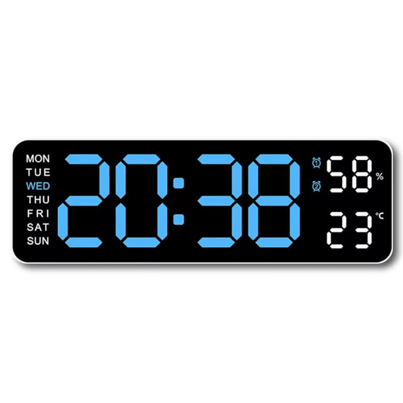 Large LED Digital Wall Clock Temperature Humidity Display AutoDimming Big Display Alarm Clock Wit 6
