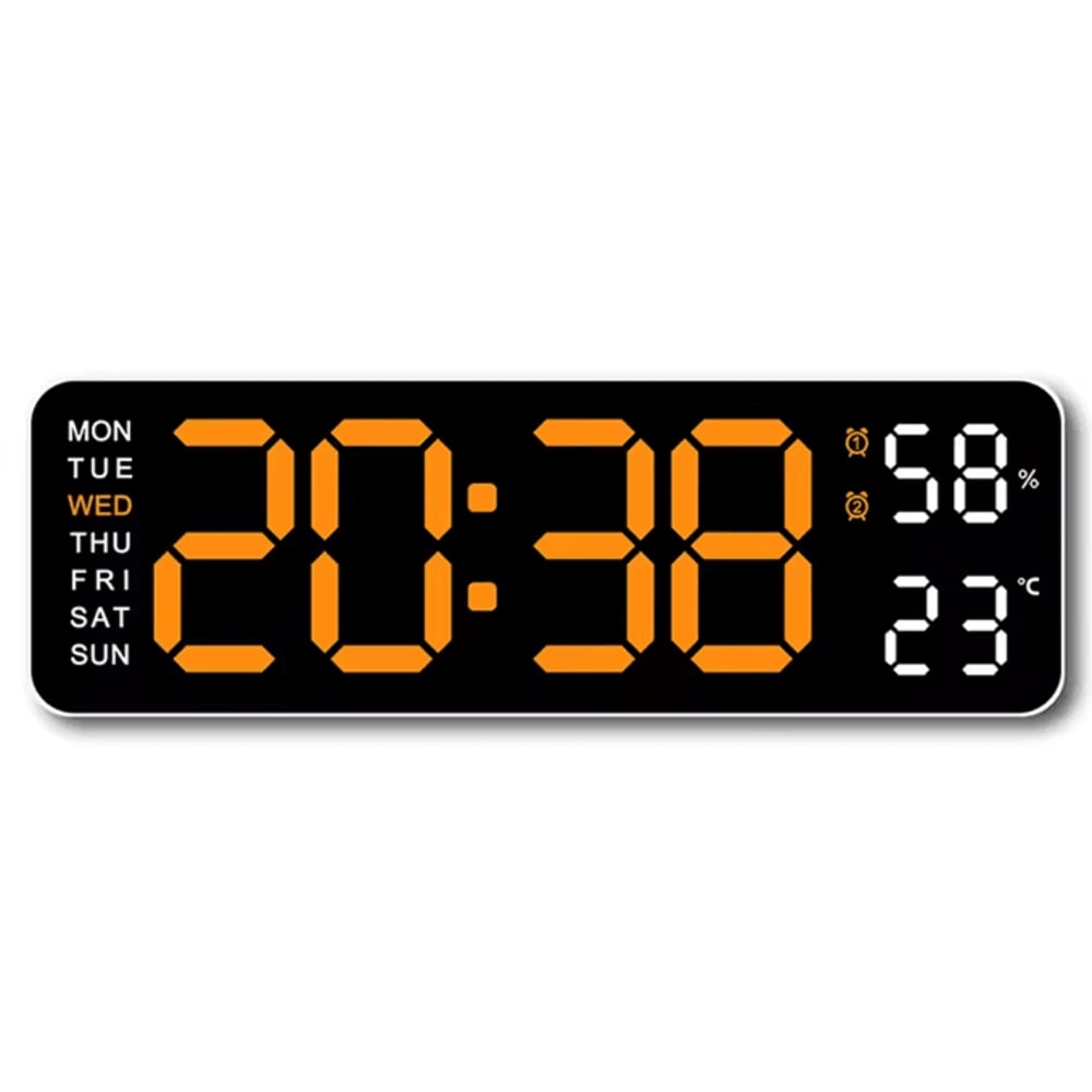 Large LED Digital Wall Clock Temperature Humidity Display AutoDimming Big Display Alarm Clock Wit 7