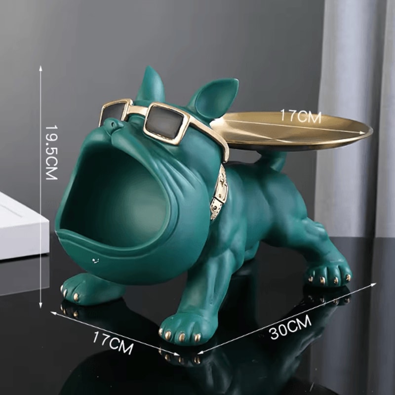 Large Bulldog Storage Statue Resin Dog Figurine With Tray Organizer For Home Decor Desk Storage 5