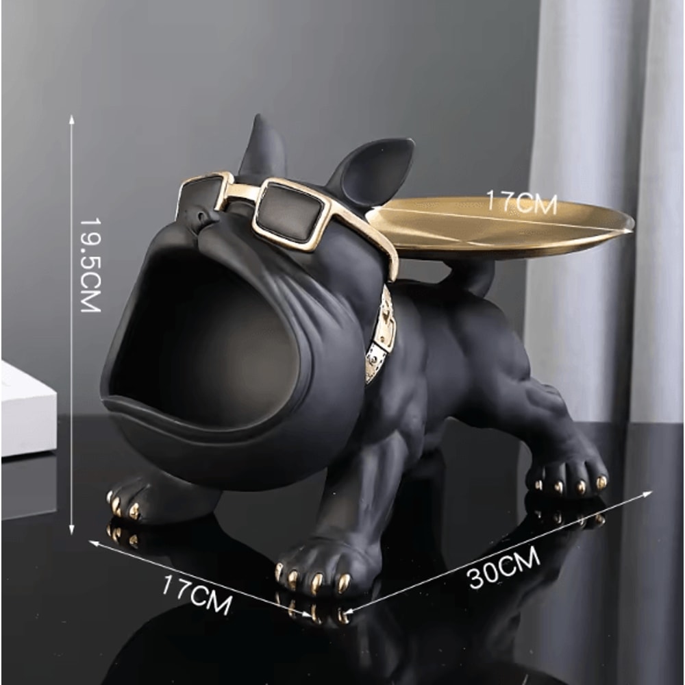 Large Bulldog Storage Statue Resin Dog Figurine With Tray Organizer For Home Decor Desk Storage 6