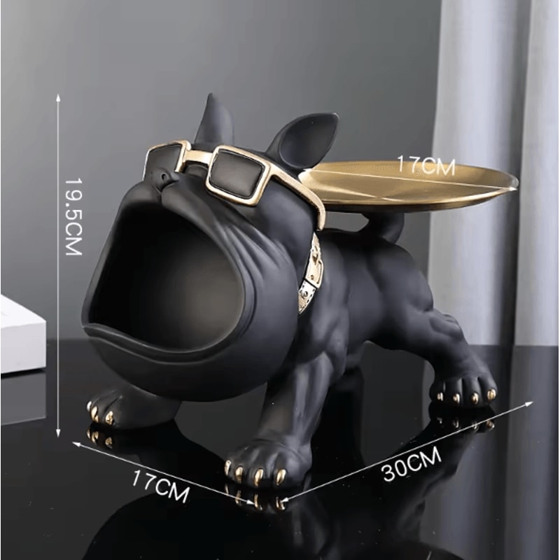 Large Bulldog Storage Statue Resin Dog Figurine With Tray Organizer For Home Decor Desk Storage 6