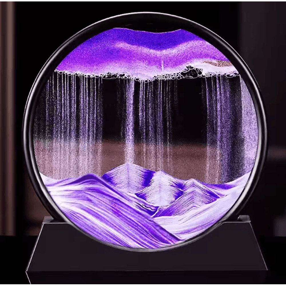 3D Moving Sand Art Picture Round Glass Quicksand Flowing Sand Frame For Relaxing Home Office 1