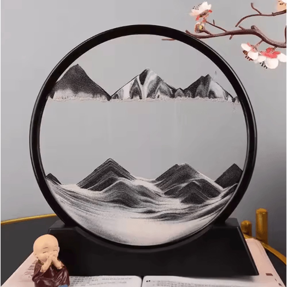 3D Moving Sand Art Picture Round Glass Quicksand Flowing Sand Frame For Relaxing Home Office 6