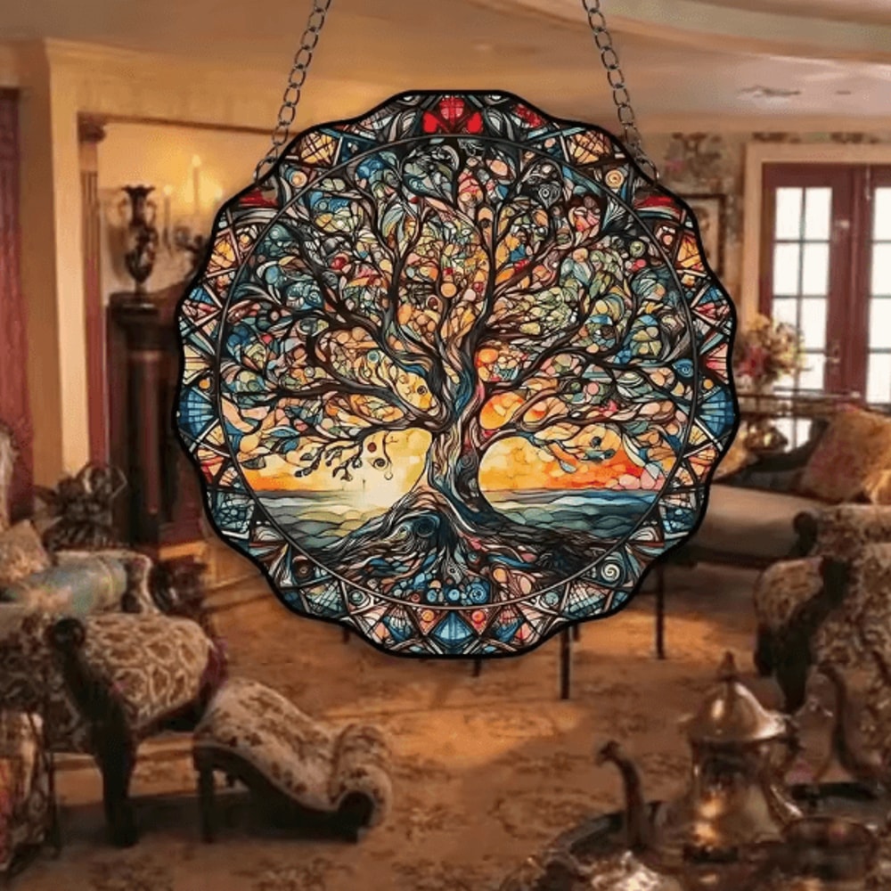 Acrylic Tree Of Life Wall Hanging Family Symbol Sunlight Catcher Decor For Indoor Outdoor Display 1