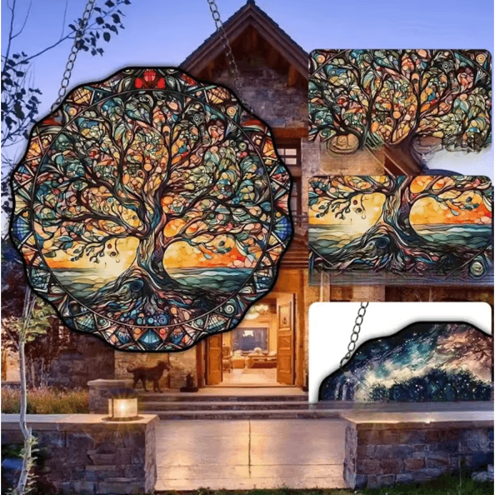 Acrylic Tree Of Life Wall Hanging Family Symbol Sunlight Catcher Decor For Indoor Outdoor Display 3