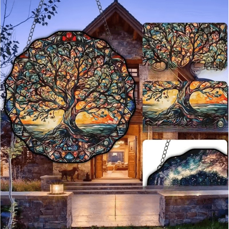 Acrylic Tree Of Life Wall Hanging Family Symbol Sunlight Catcher Decor For Indoor Outdoor Display 3