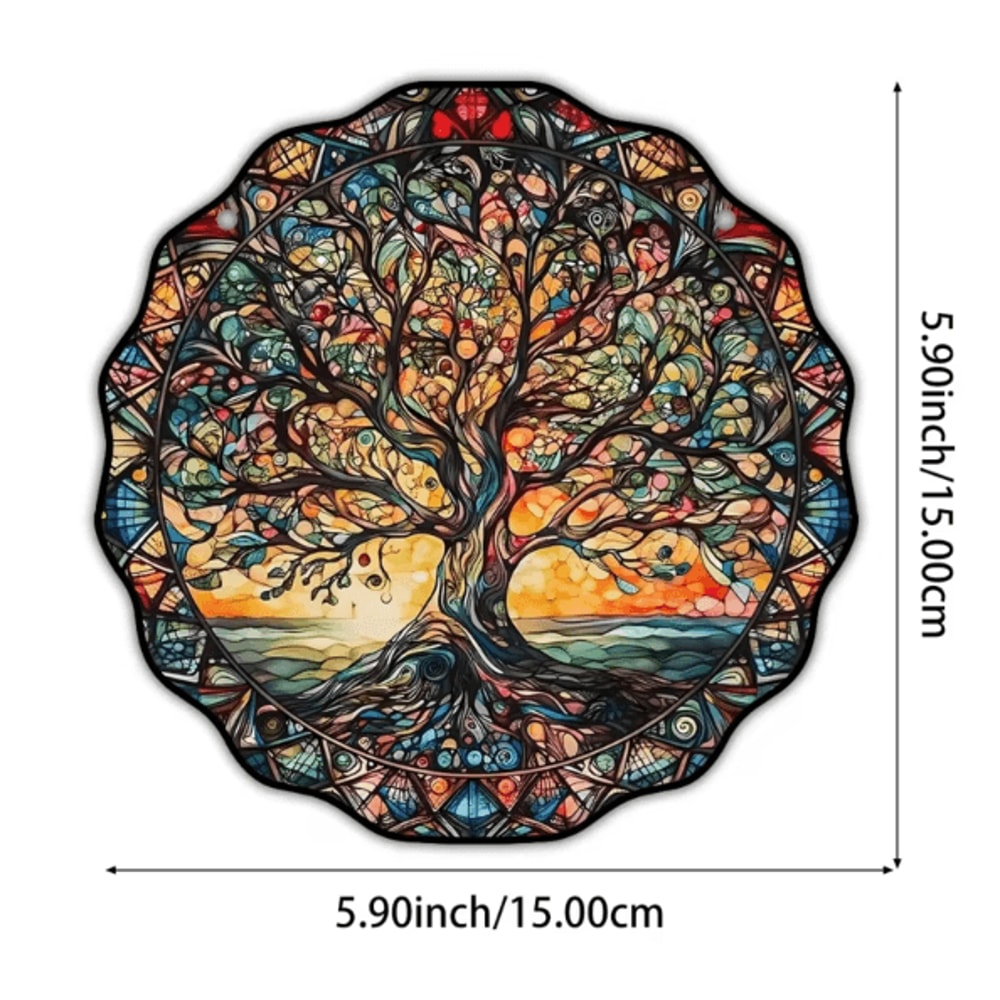 Acrylic Tree Of Life Wall Hanging Family Symbol Sunlight Catcher Decor For Indoor Outdoor Display 4