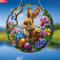 Acrylic Easter Bunny Window Hanging 2D Suncatcher Decor With Eggs Flowers For Spring Home Garden 2