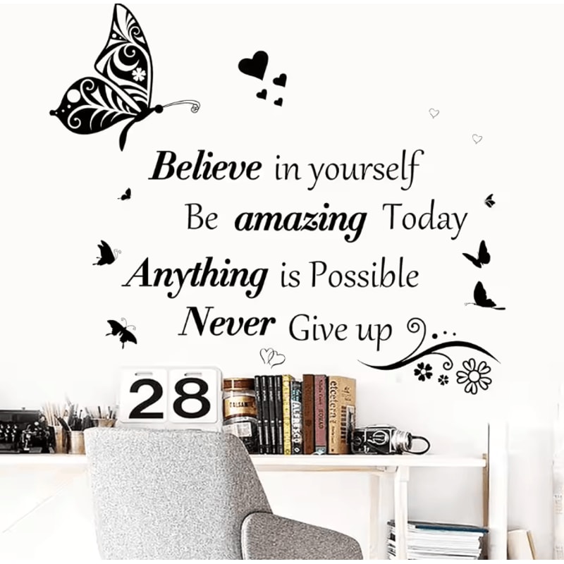 Inspirational Butterfly Wall Stickers Motivational Peel Stick Wall Quotes For Bedroom Office Liv 1