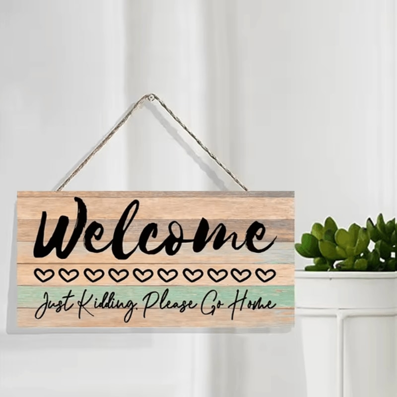 Rustic Wooden Welcome Wall Hanging Farmhouse Welcome Sign Plaque For Home Entryway Living Room De 0