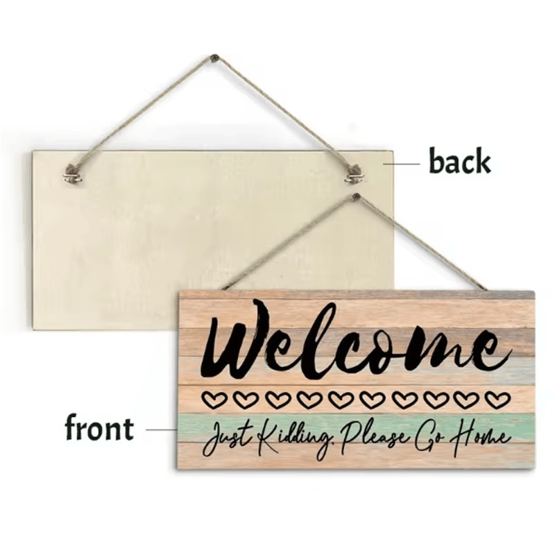 Rustic Wooden Welcome Wall Hanging Farmhouse Welcome Sign Plaque For Home Entryway Living Room De 4