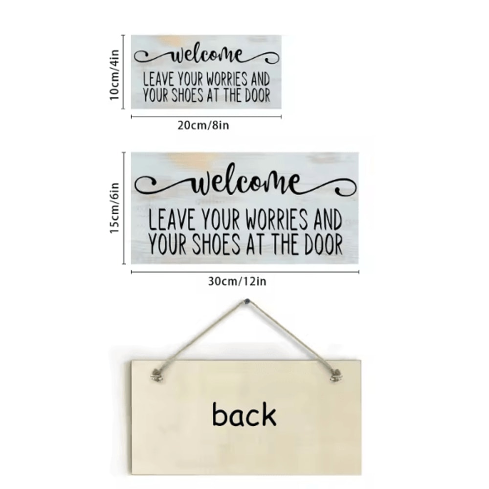 Wooden Welcome Please Remove Your Shoes Sign Rustic Entryway Hanging Wall Plaque For Home Front D 4