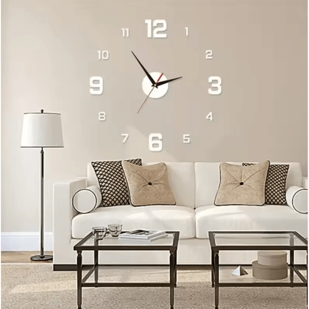 Large DIY 3D Wall Clock Modern Acrylic Mirror Frameless Wall Clock Decor For Living Room Home 0