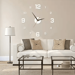 large diy 3d wall clock – modern acrylic mirror frameless wall clock decor for living room & home