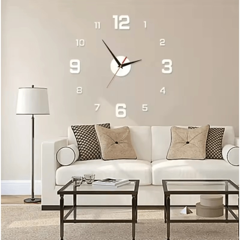 Large DIY 3D Wall Clock Modern Acrylic Mirror Frameless Wall Clock Decor For Living Room Home 0