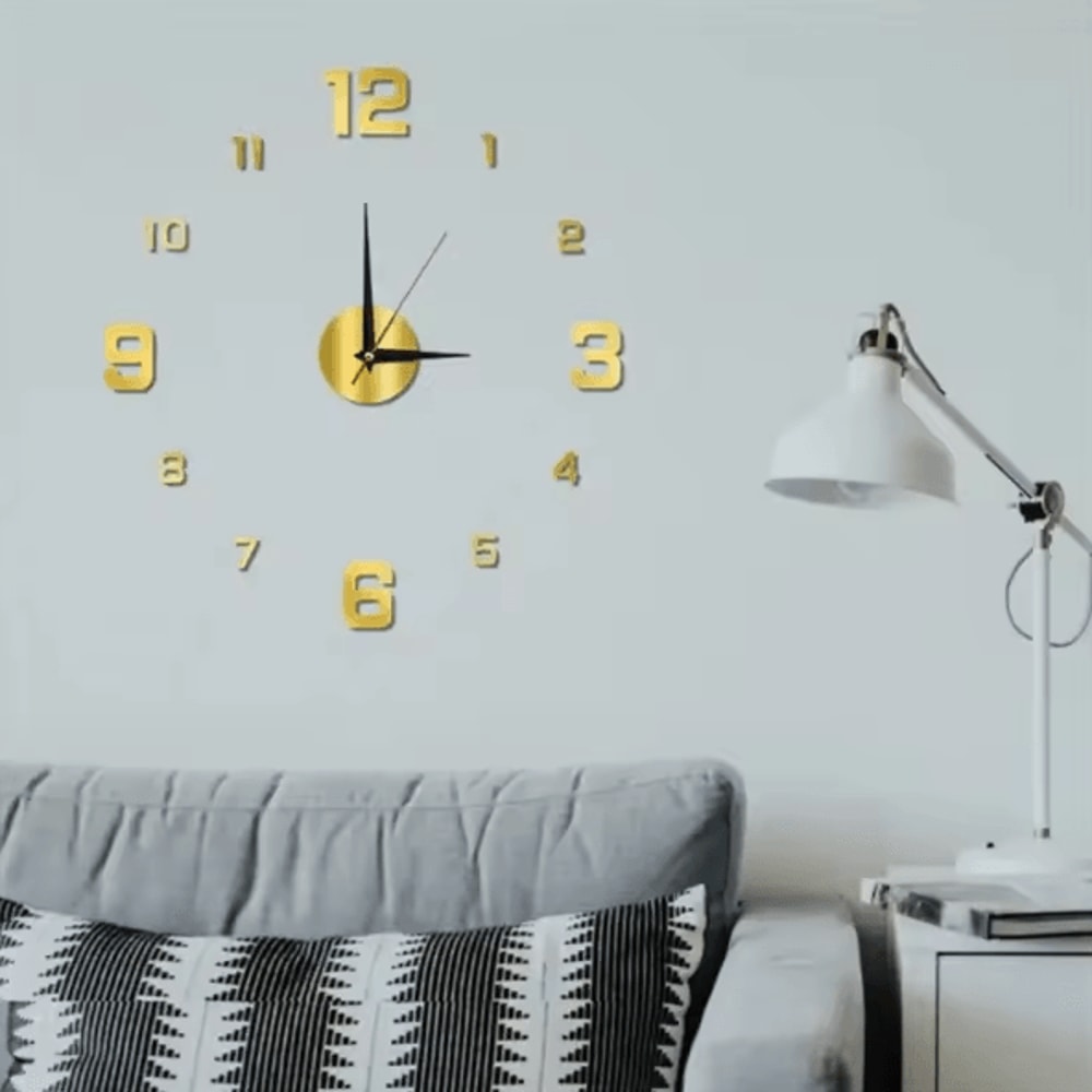 Large DIY 3D Wall Clock Modern Acrylic Mirror Frameless Wall Clock Decor For Living Room Home 1