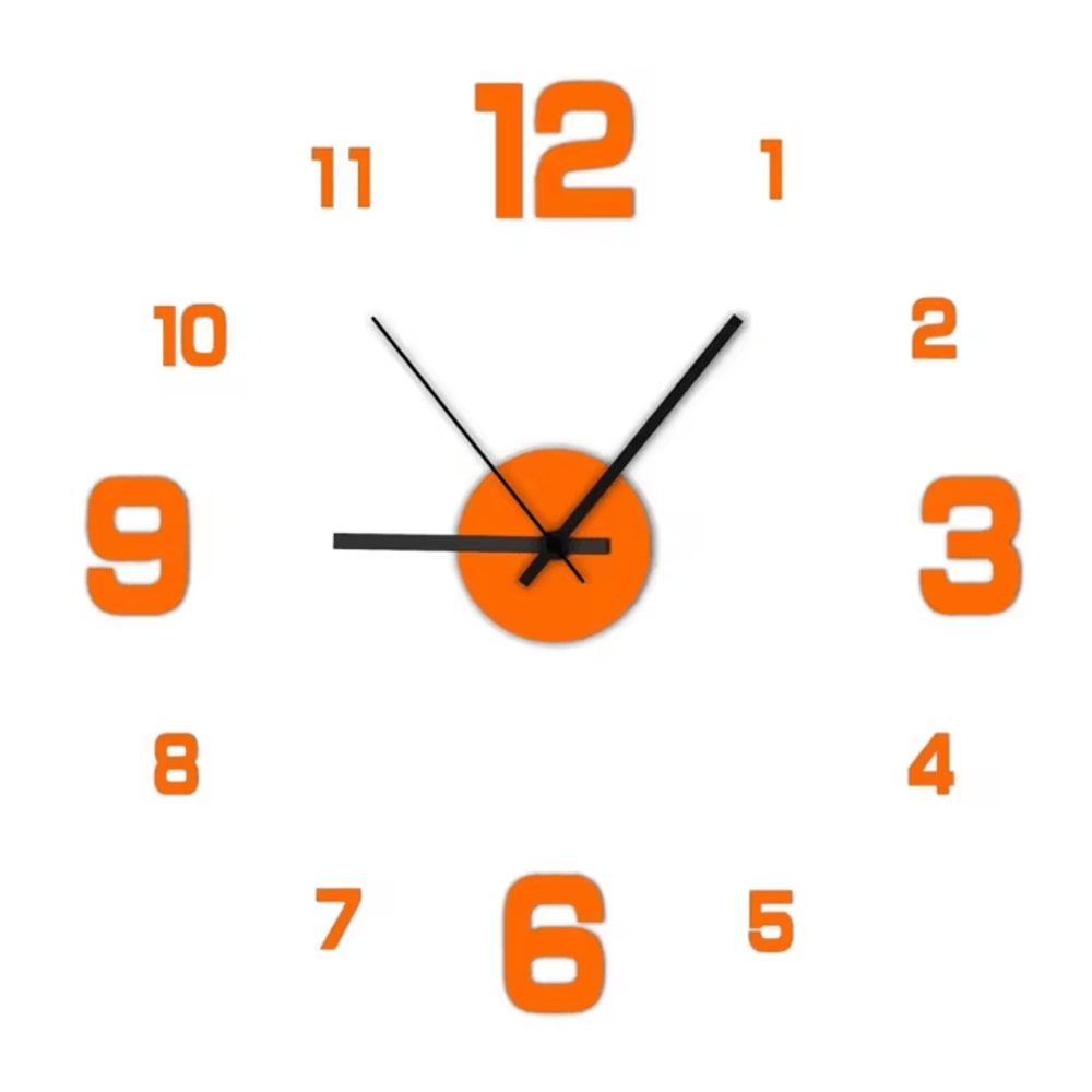 Large DIY 3D Wall Clock Modern Acrylic Mirror Frameless Wall Clock Decor For Living Room Home 8