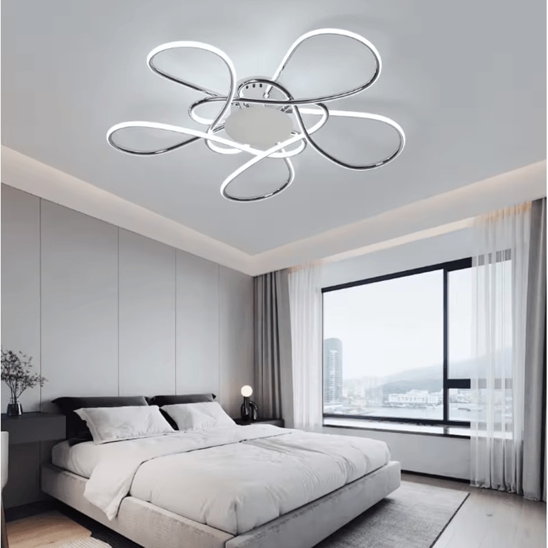 Modern Gold Chrome LED Chandelier Luxury Minimalist Ceiling Light Fixture For Living Room Bedroom 3
