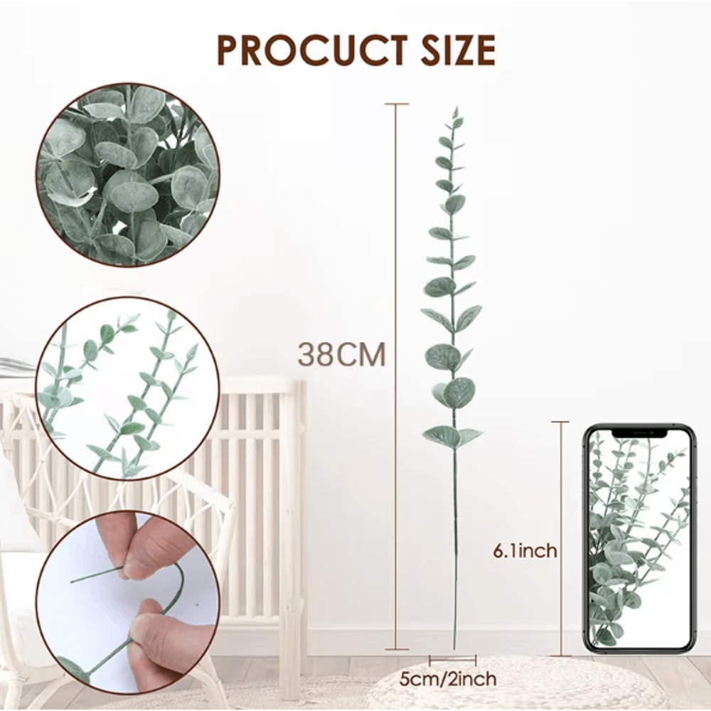 20PCS Artificial Eucalyptus Stems Realistic Faux Greenery Leaves For Wedding Centerpieces Home De 4