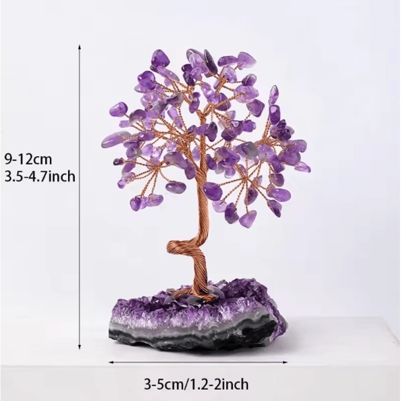 Amethyst Crystal Tree Of Life Wire Wrapped Healing Crystal Bonsai Decor With Natural Stone Base 4