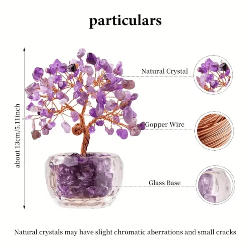 Natural Crystal Fortune Tree Tree Of Life Feng Shui Decor With Handcrafted Gemstone Leaves 3