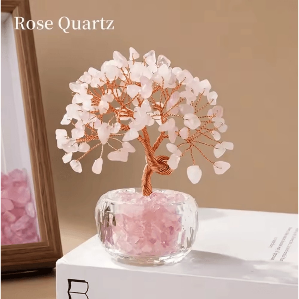 Natural Crystal Fortune Tree Tree Of Life Feng Shui Decor With Handcrafted Gemstone Leaves 5