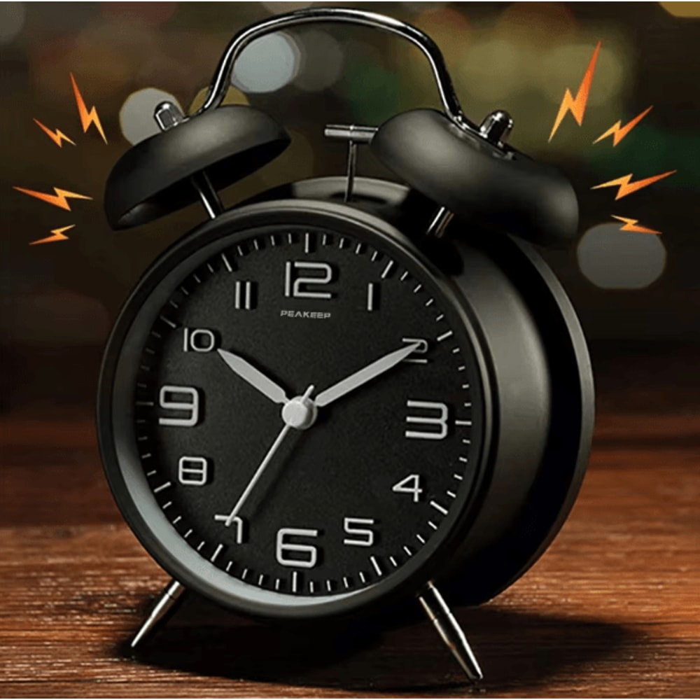 4Inch Twin Bell Loud Alarm Clock Retro Metal Desk Clock With Backlight For Heavy Sleepers 0