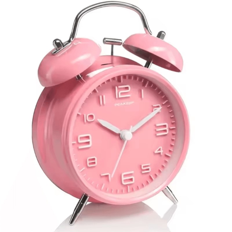 4Inch Twin Bell Loud Alarm Clock Retro Metal Desk Clock With Backlight For Heavy Sleepers 9