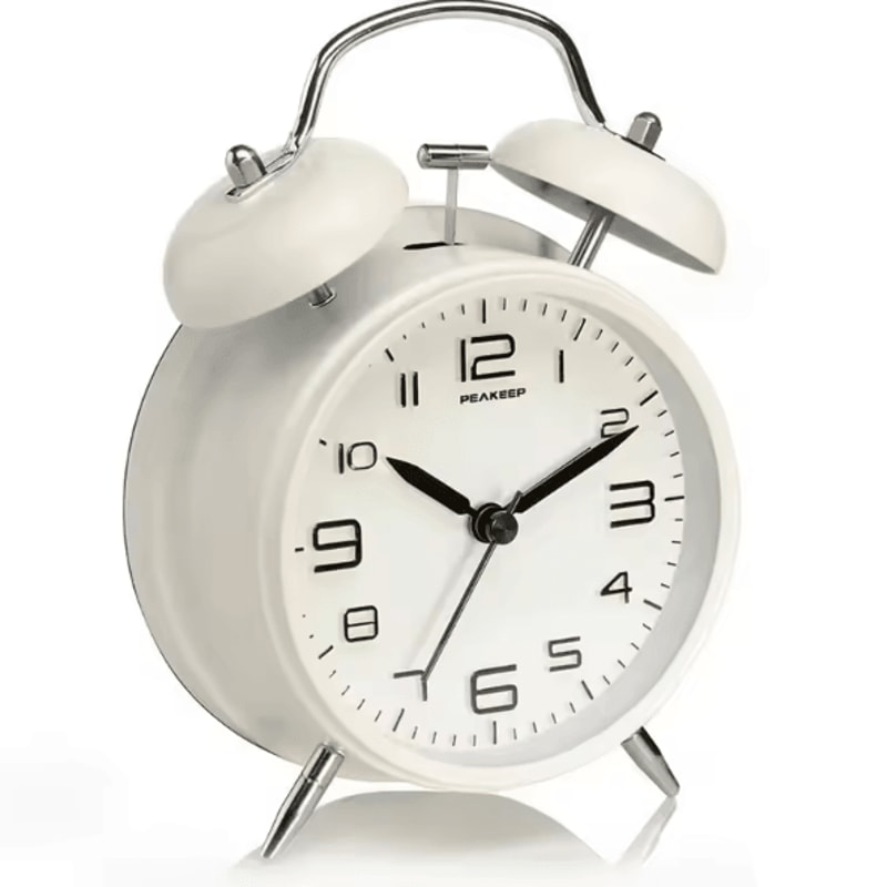 4Inch Twin Bell Loud Alarm Clock Retro Metal Desk Clock With Backlight For Heavy Sleepers 6
