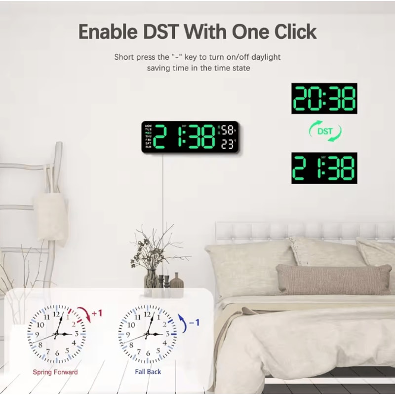 10Inch Smart LED Digital Wall Clock Minimalist Display With Temperature Calendar Alarm Function 1