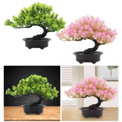 artificial japanese pine bonsai tree – realistic mini bonsai plant for desk, home & office decor