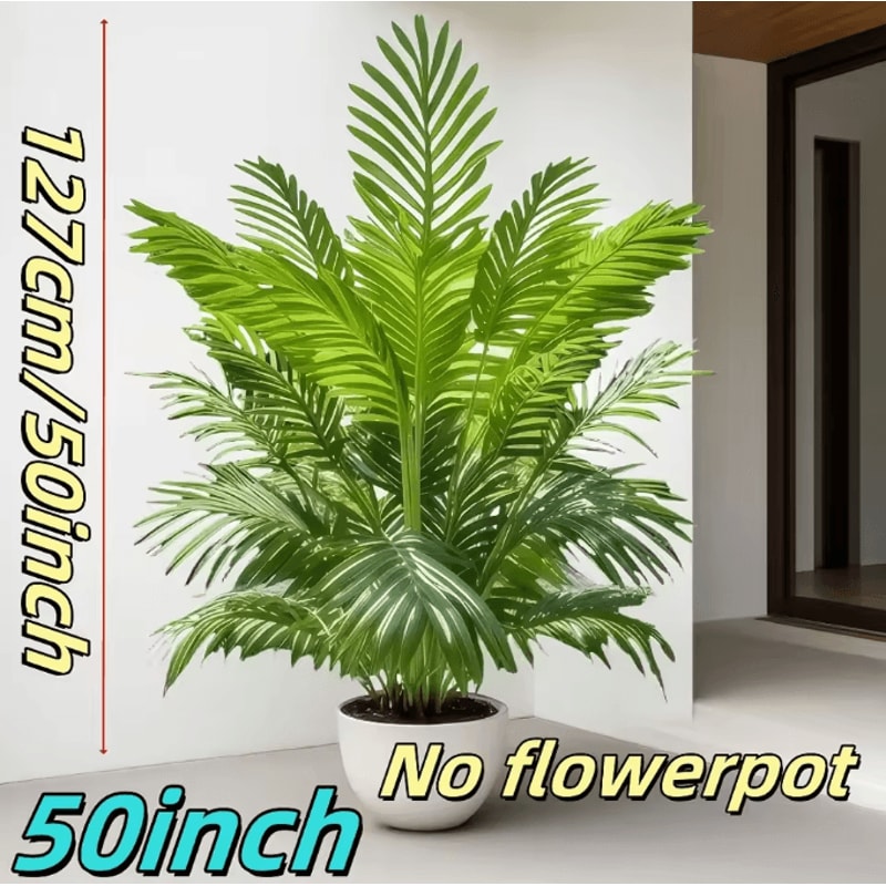 50Inch Giant Artificial Palm Tree Realistic Lush Tropical Plant For Indoor Outdoor Home Decor 3