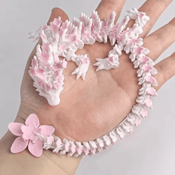 3d printed cherry blossom dragon – articulated movable joint dragon desk decor (5.9–9.8 inches)