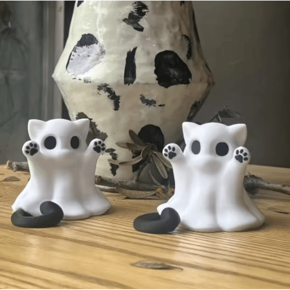 Mini Cat Ghost Figurine Cute Halloween Desk Decor Collectible Approx 31 Inches 0