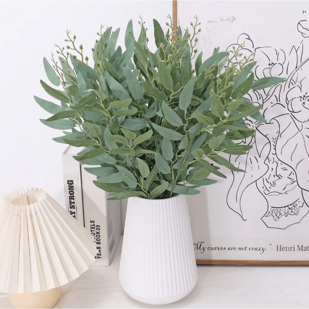 Artificial Eucalyptus Willow Leaves Garland Realistic Greenery Vine Decor For Home Wedding Outdoo 2