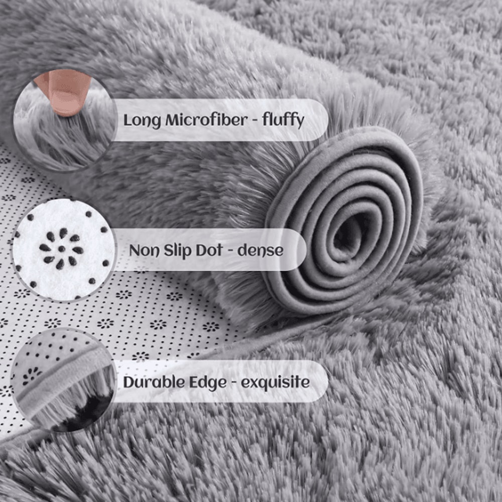 Fluffy TieDye Shag Area Rug Ultra Soft NonSlip Plush Carpet For Bedroom Living Room Decor 1