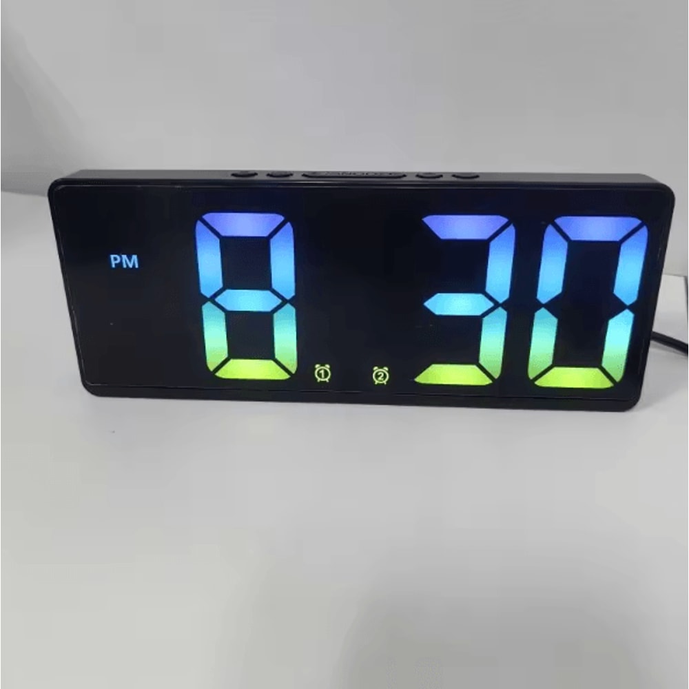 Voice Control LED Digital Alarm Clock With Temperature Display Snooze Night Mode Smart Bedside Des 9