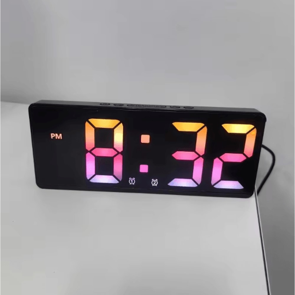 Voice Control LED Digital Alarm Clock With Temperature Display Snooze Night Mode Smart Bedside Des 10