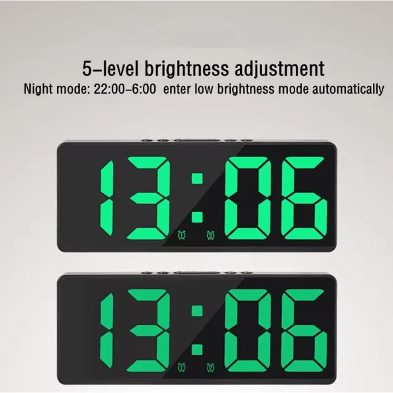 Voice Control LED Digital Alarm Clock With Temperature Display Snooze Night Mode Smart Bedside Des 1