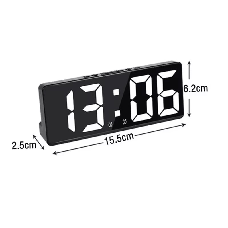 Voice Control LED Digital Alarm Clock With Temperature Display Snooze Night Mode Smart Bedside Des 3