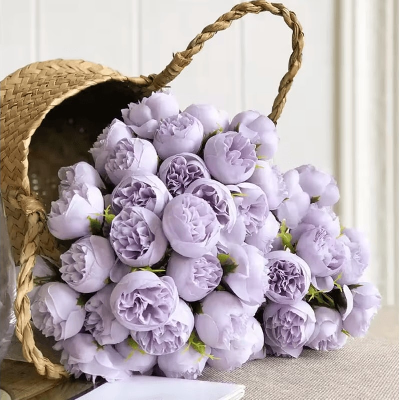 27Head Rose Pink Silk Peony Bouquet Lush Artificial Peony Flowers For Wedding Home Decor 3