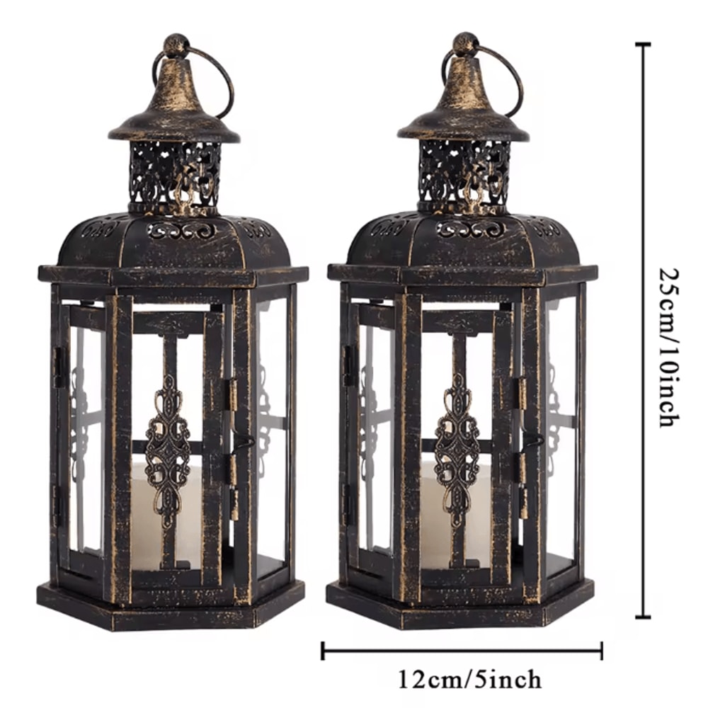 Vintage Nordic Black Iron Candle Lantern Hanging Decorative Lantern For Home Wedding Decor 5