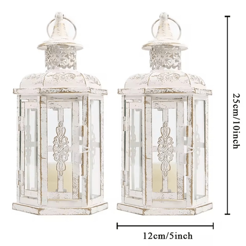 Vintage Nordic Black Iron Candle Lantern Hanging Decorative Lantern For Home Wedding Decor 7